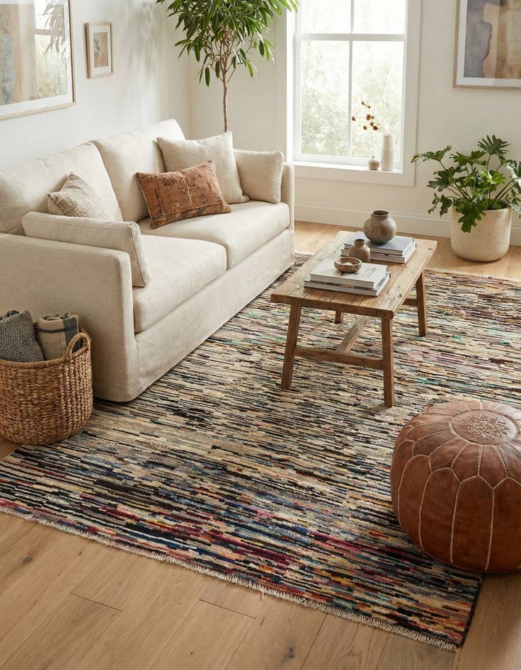 Detail image of 5' 7 x 8' 1  Hand Knotted Moroccan Wool Rug