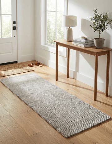 Steel gray WoolCraft Geometric Runner Rug