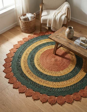 6' 1 x 6' 1 Handmade Braided Jute Round Rug