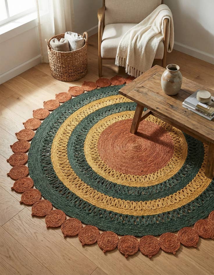 Detail image of 6' 1 x 6' 1  Hand Braided Jute Round Rug