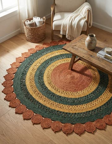 6' 1 x 6' 1 Handmade Braided Jute Round Rug