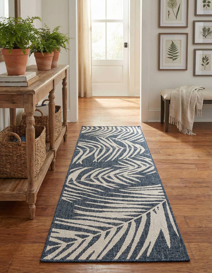 Detail image of 2' x 6' Easy-Clean Botanical Indoor / Outdoor Runner Rug