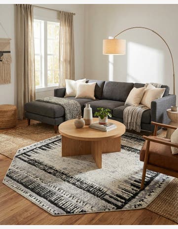 Black and White Tagine Octagon Rug
