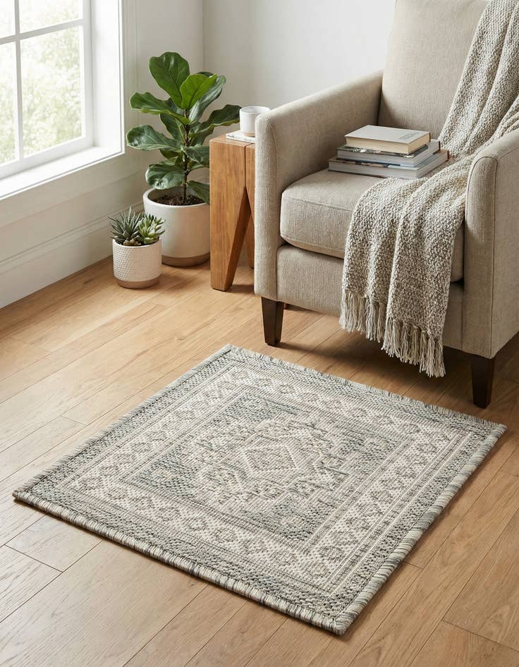 Detail image of 1' 4 x 1' 4  Washable Aztec Indoor / Outdoor Sample Rug