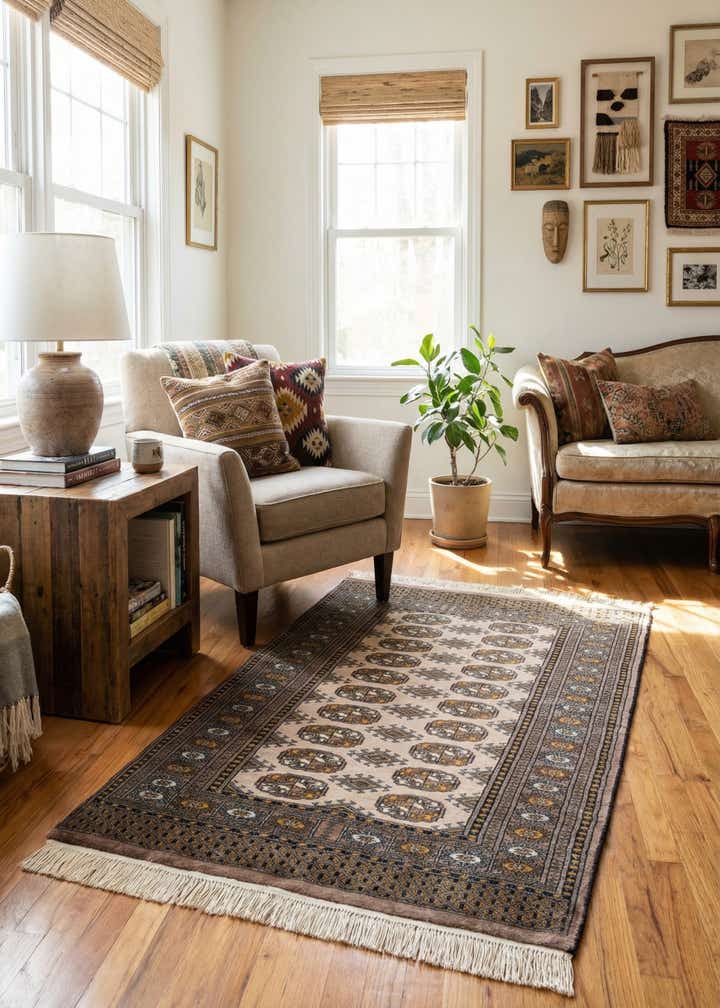 3' 1 x 5' 7 Hand Knotted Bokhara Wool Rug