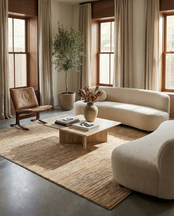 Detail image of 6' 2 x 6' 3 Hand Knotted Modern Ziegler Wool Square Rug