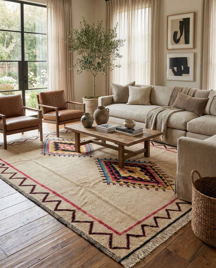 Detail image of 8' 10 x 12' Hand Knotted Moroccan Wool Rug