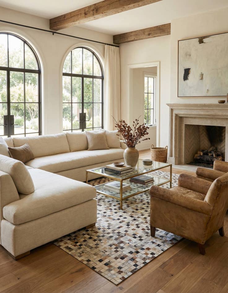 Detail image of 5' 3 x 7' 6 Cowhide Stocks Rug