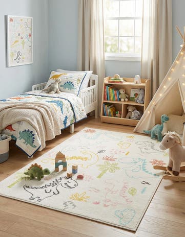 Ivory Dinosaur Whimsy Kids Rug