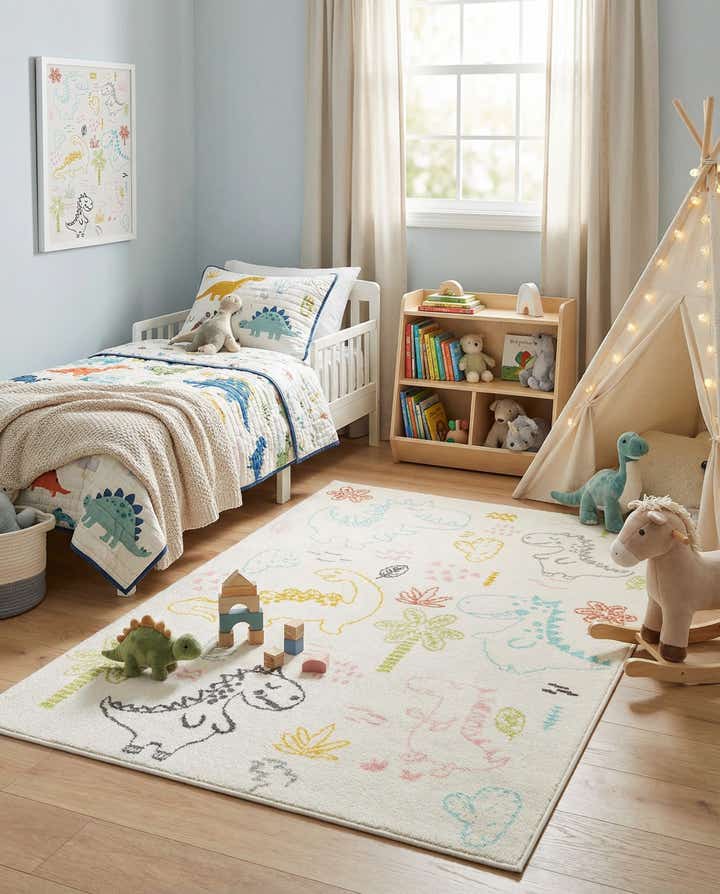 3' 11 x 5' 11 Dinosaur Whimsy Kids Rug