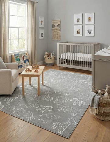 Gray Whimsy Kids Rug