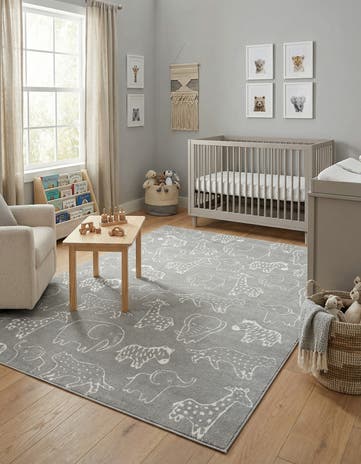 Gray Whimsy Kids Rug