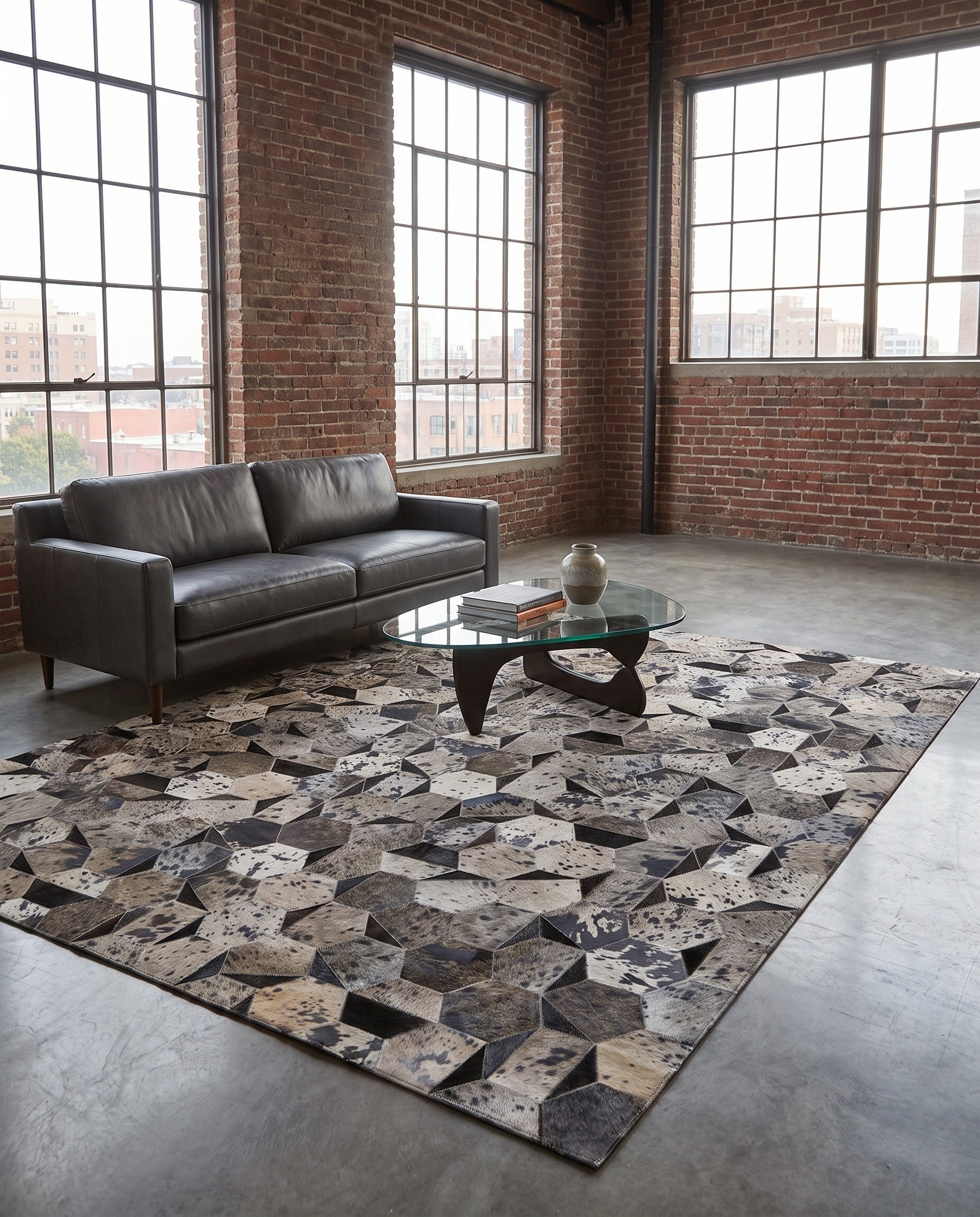 5' 1 x 8' Cowhide Stocks Rug