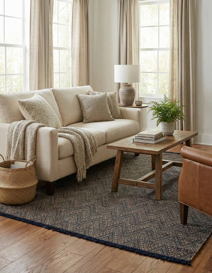 Detail image of 10' x 14' 1  Hand Braided Jute Rug