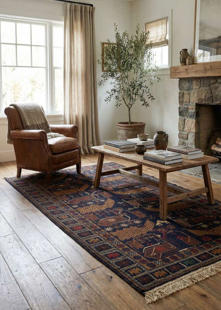 3' 4 x 6' 3 Hand Knotted Balouch Oriental Wool Rug