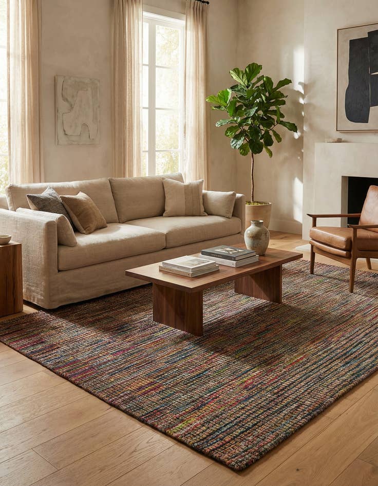 Detail image of  6' 10 x 9' 10  Hand Knotted Moroccan Wool Rug