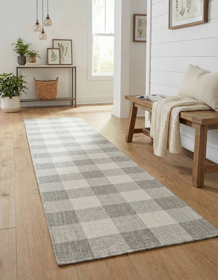 Detail image of 2' 7 x 12' Easy-Clean Checkered Indoor / Outdoor Runner Rug