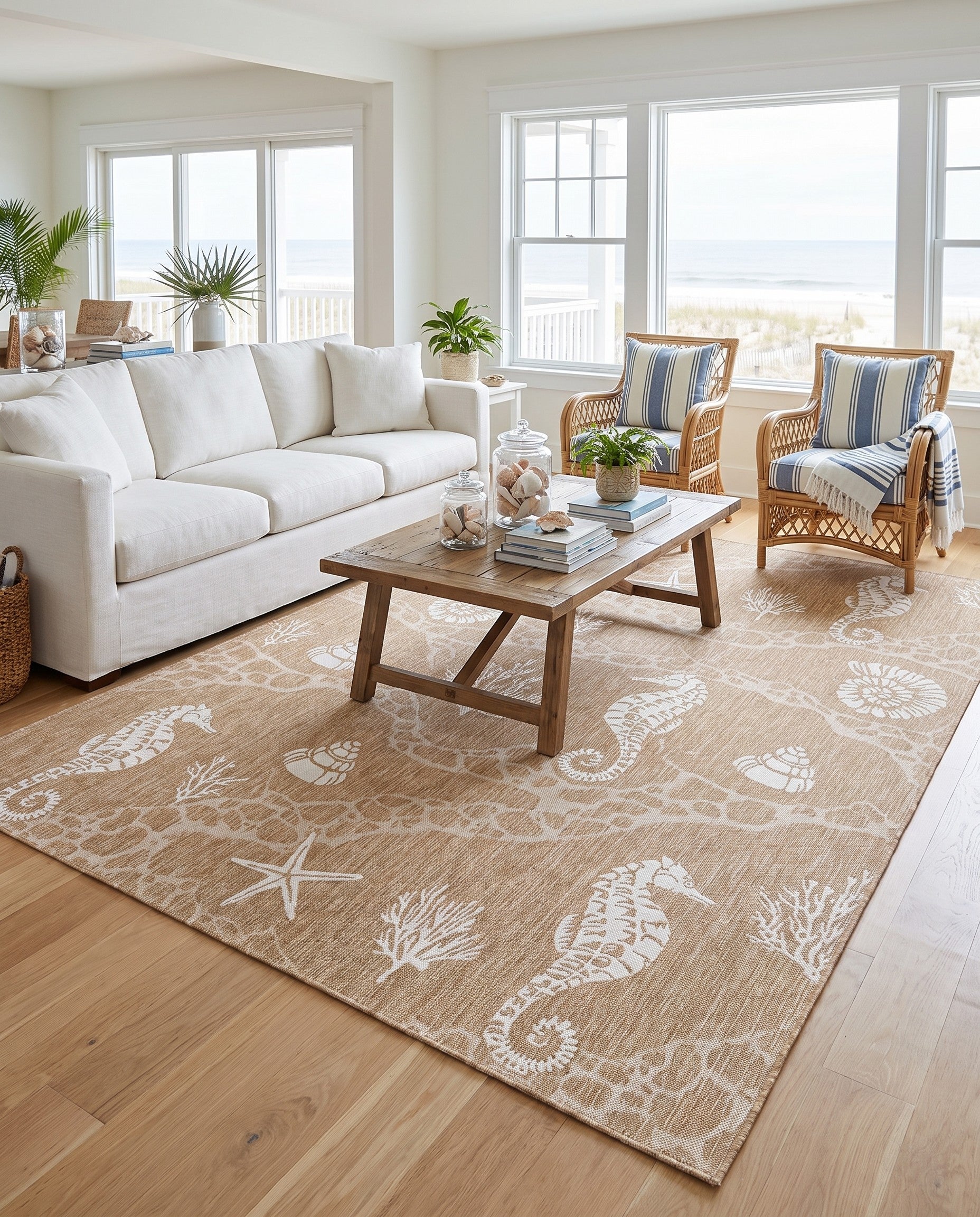 9' x 12' Easy-Clean Coastal Indoor / Outdoor Rug