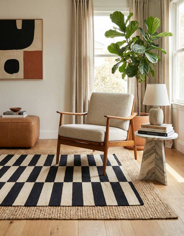 Detail image of 3' 5 x 4' 8  Hand Woven Kilim Modern Wool Rug