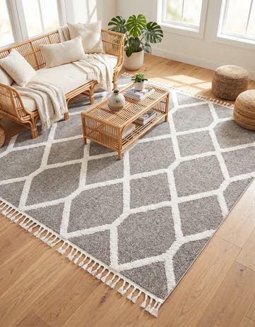Gray Boho Square Rug