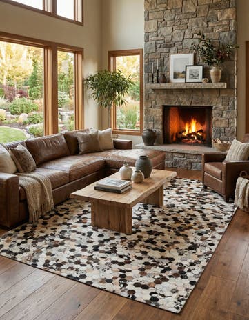 5' 1 x 8' 1 Cowhide Leather Rug