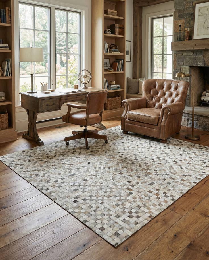 Detail image of 8' 1 x 9' 11 Cowhide - Patchwork Rug