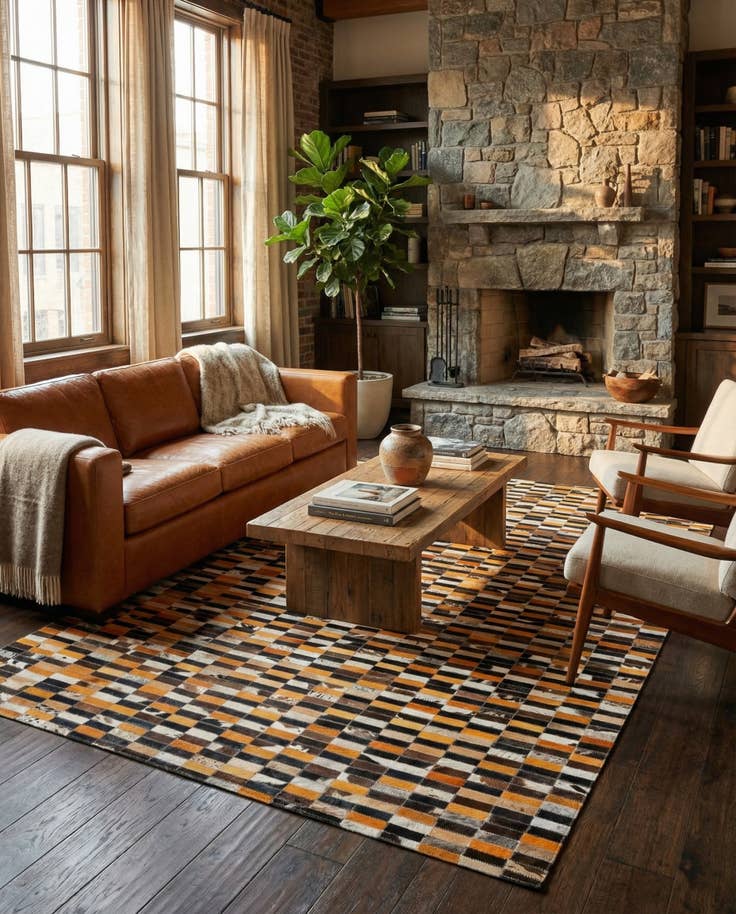 Detail image of 4' 11 x 7' 10 Cowhide - Patchwork Rug