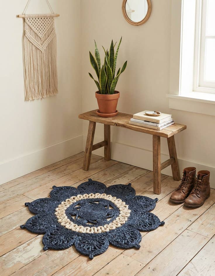 Detail image of 2' x 2'  Hand Braided Jute Round Rug