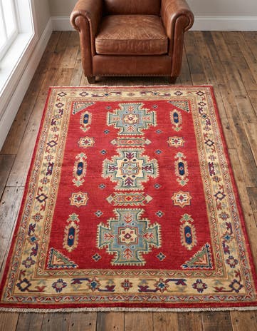3' 5 x 4' 11 Hand Knotted Kazak Rug