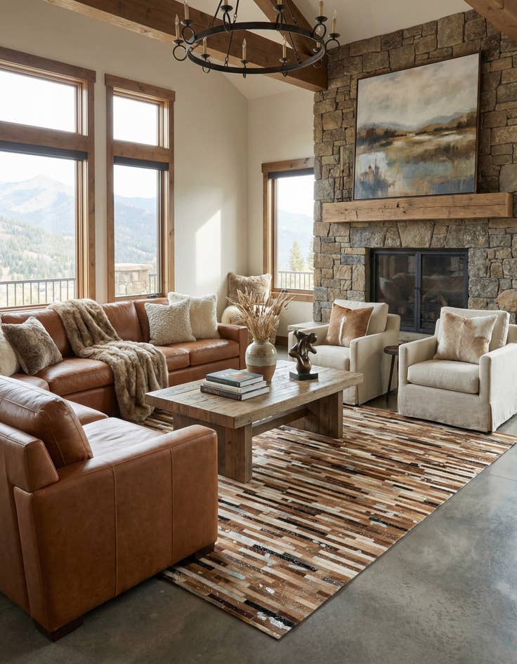 Detail image of  5' 1 x 8' 1 Cowhide - Patchwork Rug