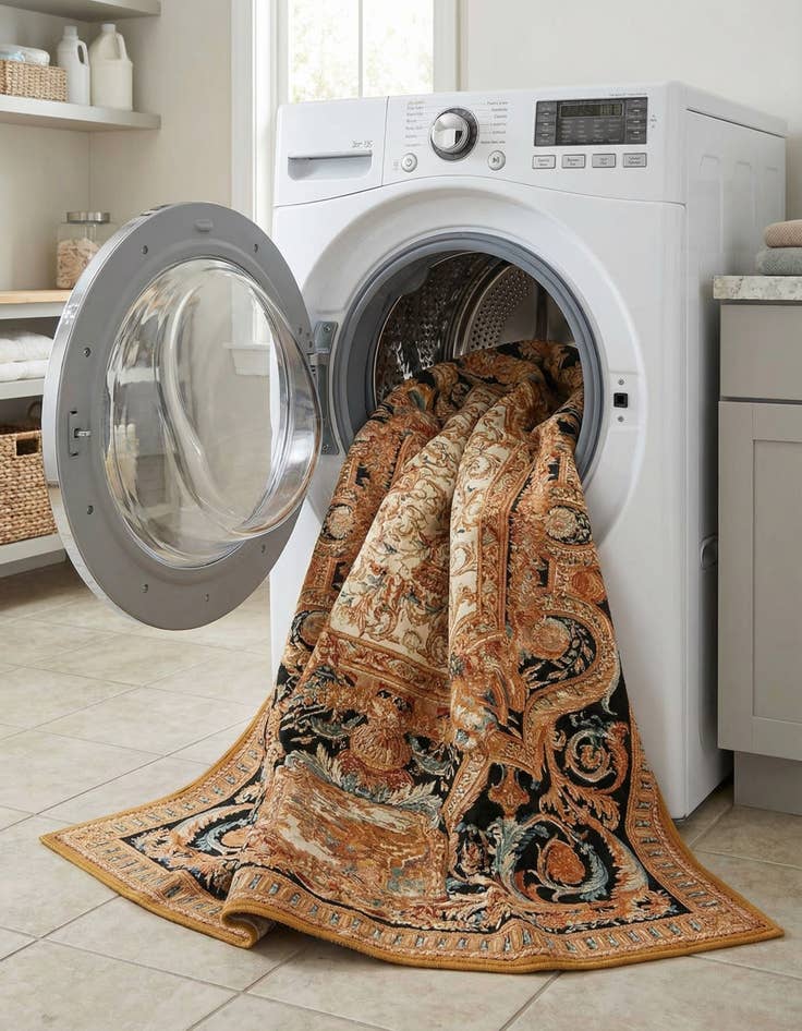 Detail image of 7' 10 x 10'  Washable Traditional Indoor / Outdoor Rug