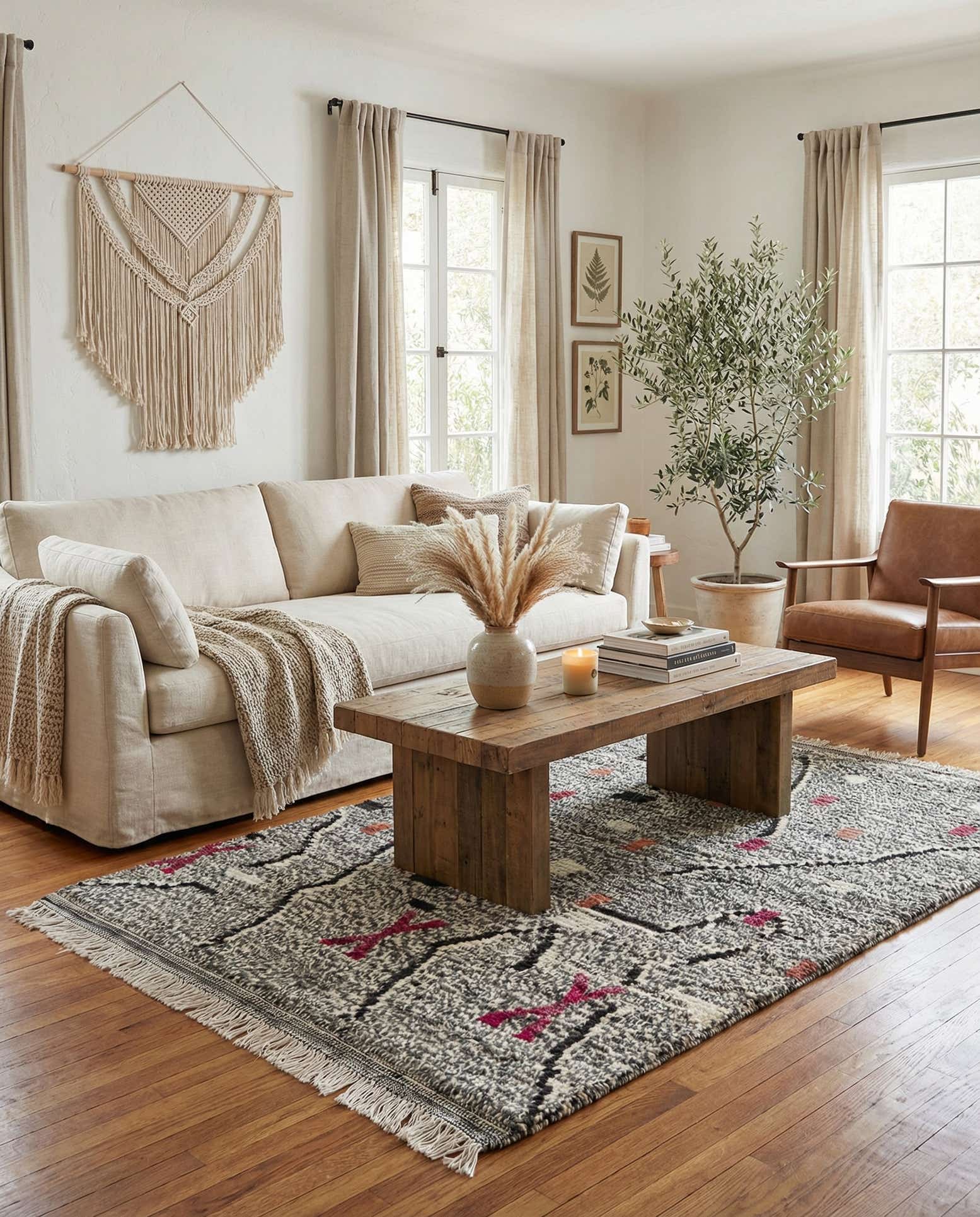 4' 2 x 6' 9 Hand Knotted Moroccan Wool Rug