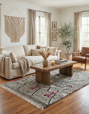4' 2 x 6' 9 Hand Knotted Moroccan Wool Rug