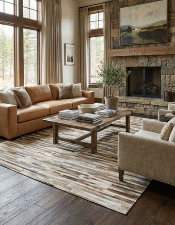 7' 11 x 9' 10 Cowhide Stocks Rug