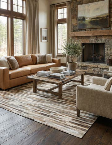 7' 11 x 9' 10 Cowhide Stocks Rug