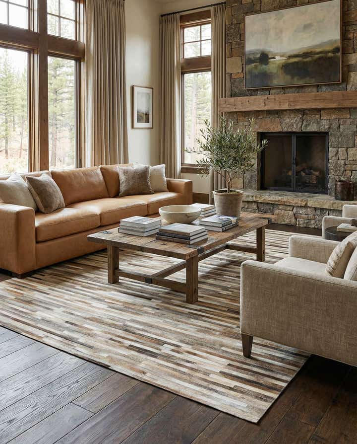 7' 11 x 9' 10 Cowhide Stocks Rug