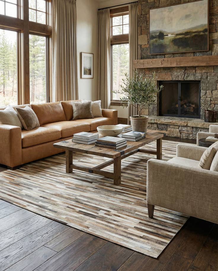 Detail image of 7' 11 x 9' 10 Cowhide Stocks Rug