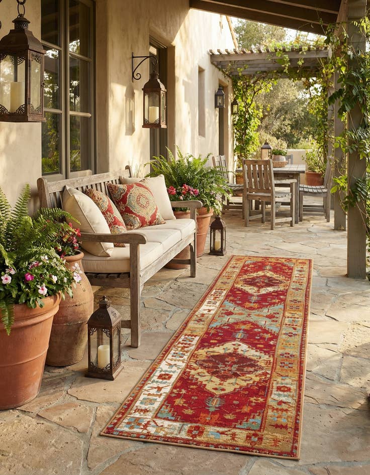Detail image of  2' x 8'  Washable Traditional Indoor / Outdoor Runner Rug