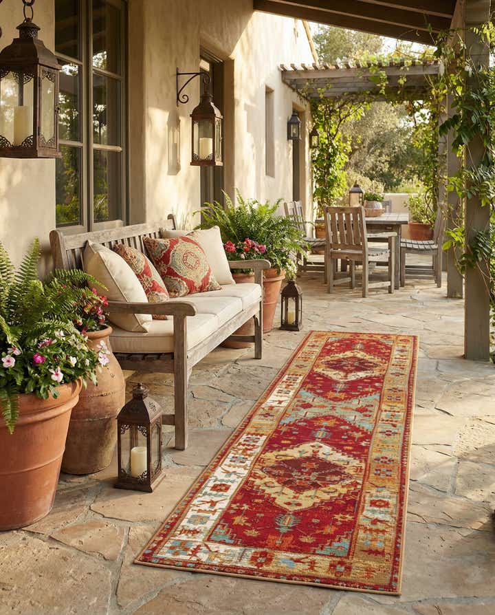 2' x 8' Easy-Clean Traditional Indoor / Outdoor Runner Rug