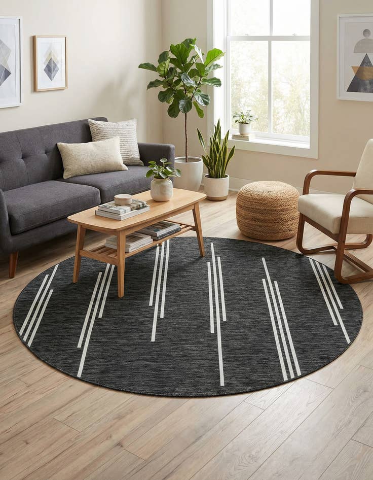 Detail image of  6' x 6'  Washable Modern Indoor / Outdoor Round Rug