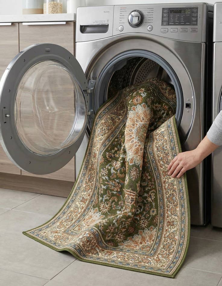 Detail image of 4' 1 x 6' 1  Washable Traditional Indoor / Outdoor Rug