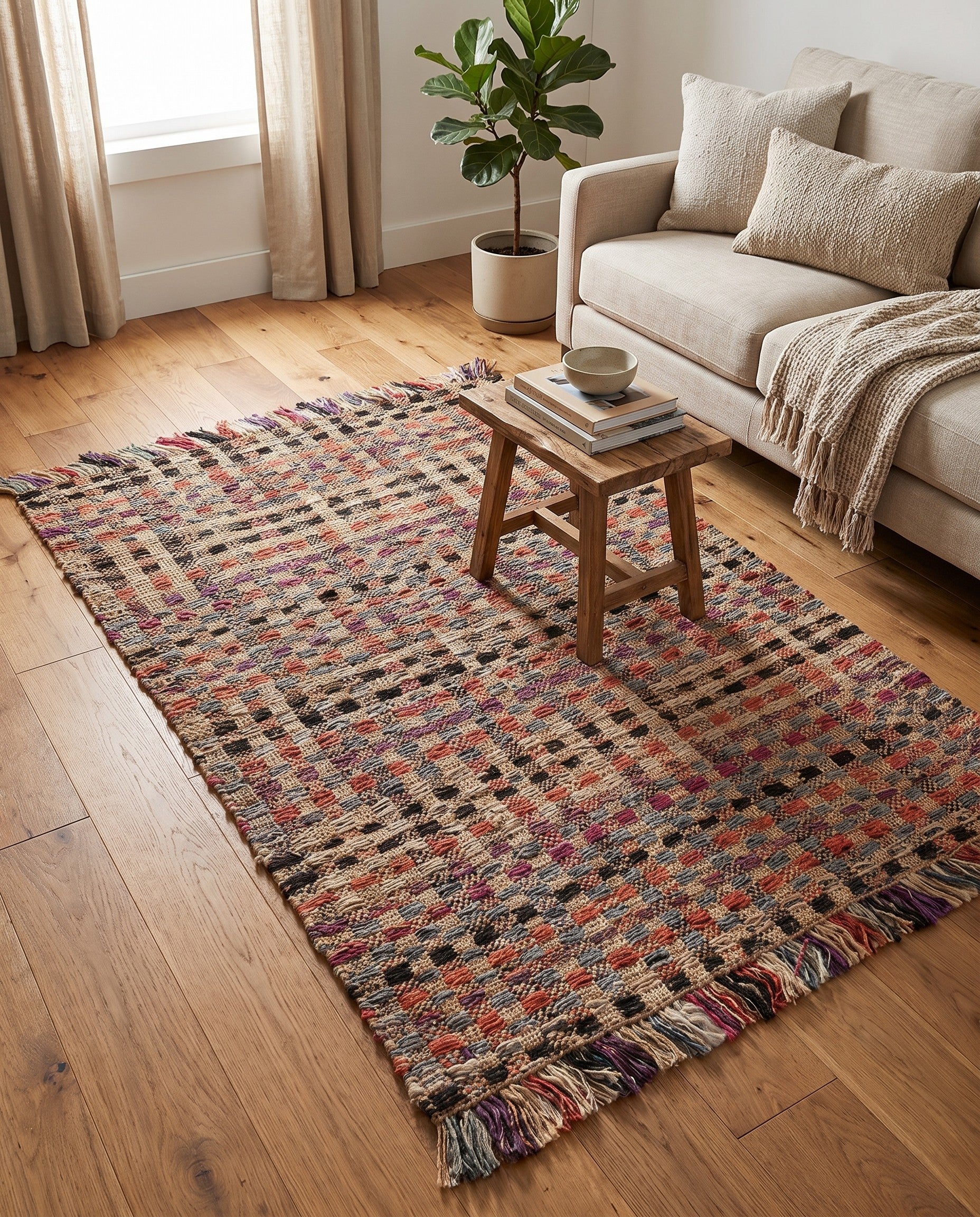 4' 1 x 6' 1 Hand Woven Chunky Jute Rug