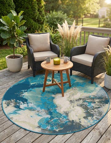 4' 1 x 4' 1 Easy-Clean Modern Indoor / Outdoor Round Rug