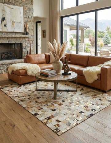 5' 3 x 8' Cowhide - Patchwork Rug