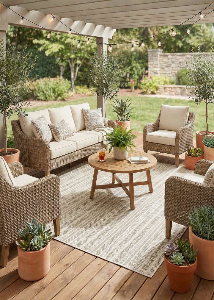 7' 10 x 7' 10 Easy-Clean Ribbon Indoor / Outdoor Square Rug