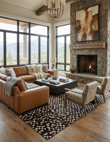 8' 2 x 10' Cowhide Leather Rug