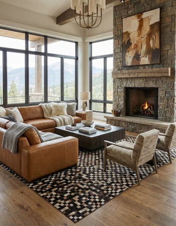 8' 2 x 10' Cowhide Leather Rug