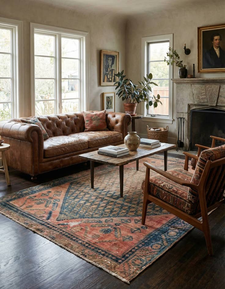 Detail image of 4' 10 x 8' 10  Hand Knotted Ultra Vintage Persian Wool Rug