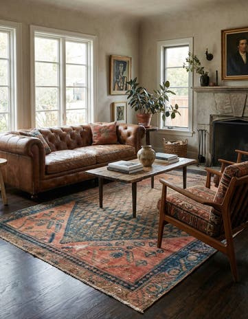 4' 10 x 8' 10 Hand Knotted Ultra Vintage Persian Wool Rug