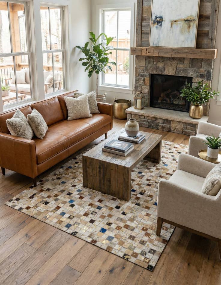 Detail image of 4' 1 x 6' 1 Cowhide - Patchwork Rug